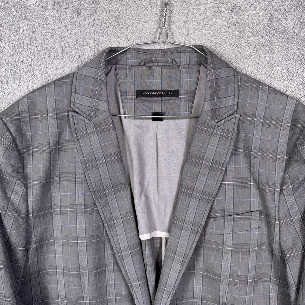John Varvatos Sport Coat Mens 42R Blazer Jacket Peak Windowpane Unstructured